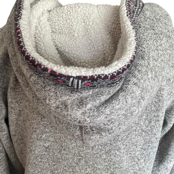 American Eagle Fleece Hoodie Gray Zip Front Aztec Trim Sz XL Fall Casual Cozy - Picture 4 of 10